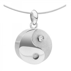 Witgouden (14 krt) Yin Yang ashanger 1091W met diamant