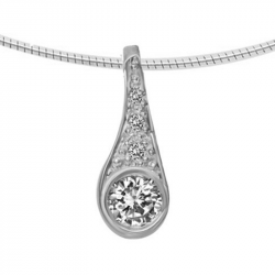 Witgouden (14 krt) hanger traan met as in diamant, herinneringsdiamant 6014W