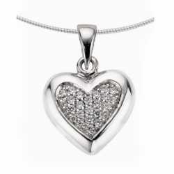 Witgouden hart ashanger met diamant 1261W middel