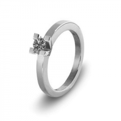 Witgouden (14 krt) solitair ring met as in diamant, herinneringsdiamant 6020W