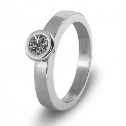Witgouden (14 krt) solitair ring met as in diamant, herinneringsdiamant 6021W