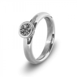Witgouden (14 krt) solitair ring met as in diamant, herinneringsdiamant 6023W
