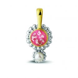 Zilveren hanger met geelgouden (14krt) hangoog en parel ROP002Y