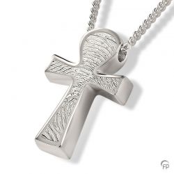 Zilveren hanger kruis of Ankh met vingerafdruk AH056FP