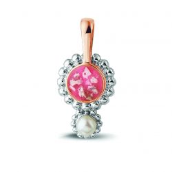 Zilveren hanger met rosegouden (14krt) hangoog en parel ROP002R