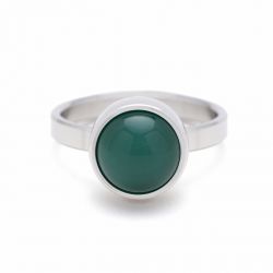 Stalen ring groen agaat TB-RS-AGG