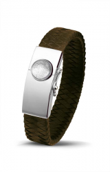Vingerafdruk armband met leren band - BG 007 F