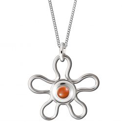 Bloem in zilver met carneool 232