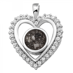 Hartvormige ashanger van zilver met zirkonia rand - 124 SVO