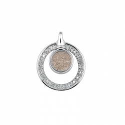 Ronde ashanger van zilver met zirkonia rand - 108 SGL
