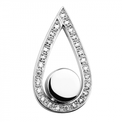 Traanvormige ashanger van zilver met zirkonia rand - 109S
