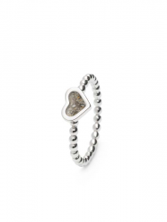 Zilveren bolletjes ring met hartje - RG 001
