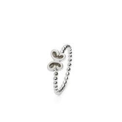 Zilveren bolletjes ring met vlindertje - RG 003