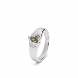 Zilveren ring met hart en rand van zirkonia - RG 005