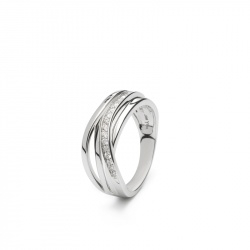 Opengewerkte zilveren ring met band van zirkonia - RG 013