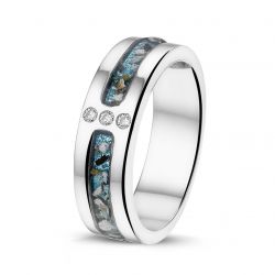 Zilveren ring met zirkonia's en twee askamers - RG 024