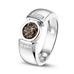 Zilveren ring met zirkonia en ronde askamer - RG 022
