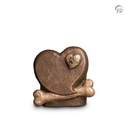 Keramische dieren art urn met bronzen afwerking UGK212