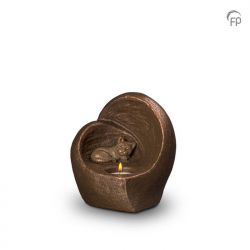 Keramische dieren art urn met bronzen afwerking UGK214