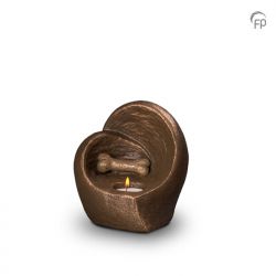 Keramische dieren art urn met bronzen afwerking UGK215