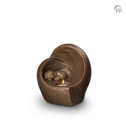 Keramische dieren art urn met bronzen afwerking UGK216