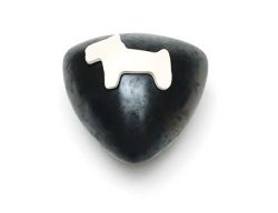 Dierenurn keramiek hond wit/zwart DU/hond(z-w)