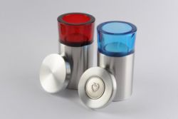 Waxinelichthouder mini urn rond met hartendeksel 120mm