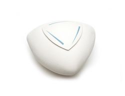 Urn keramiek wit met witte sluitdeksel met blauwe lijnen Cay.3