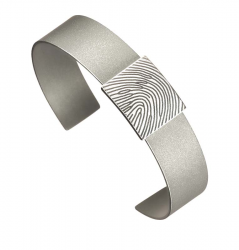 Mat stalen armband met zilveren rechthoek voor vingerafdruk 768