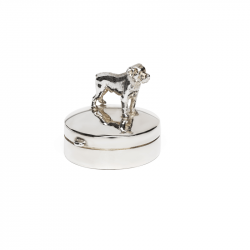 Ronde zilveren mini urn met hond - 506 SB
