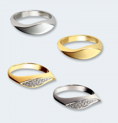 Ring in goud golf met briljantjes in 0,12 karaat 530 GRB