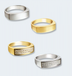 Ring in goud recht met briljantjes in 0,20 karaat 522 GRB